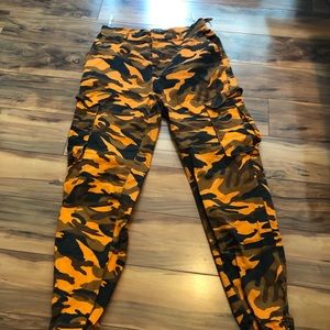 Black and orange camo joggers
